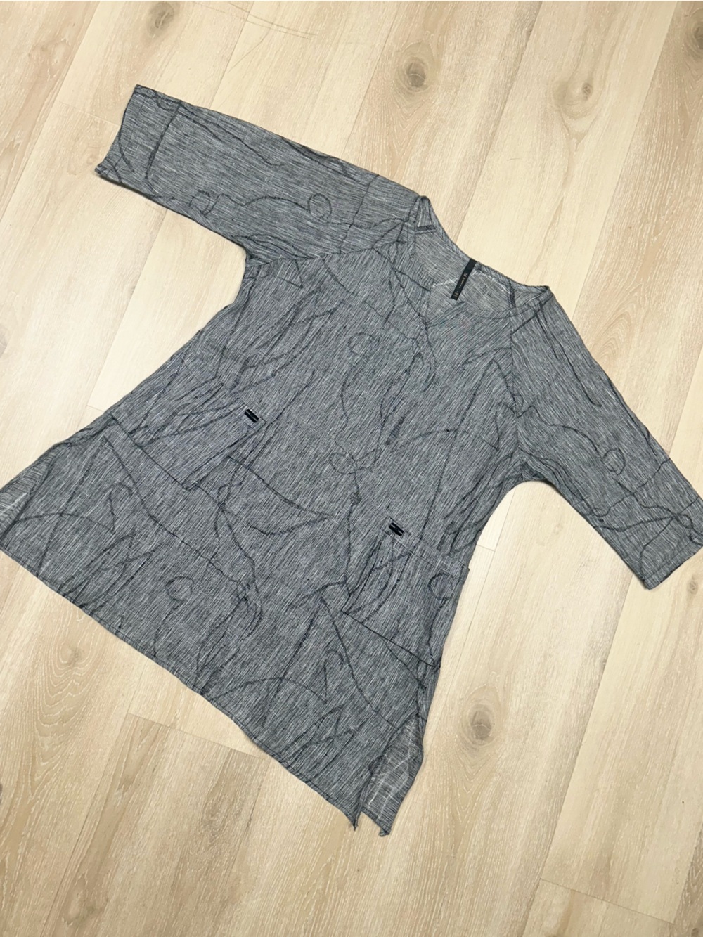 IC by Connie K. Lagenlook lightweight Linen Gray woven tunic top dress L
